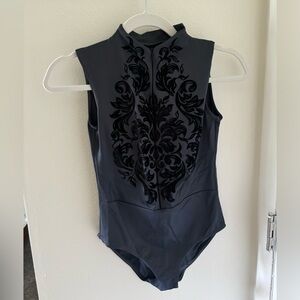 Navy Velvet Detailed Leotard